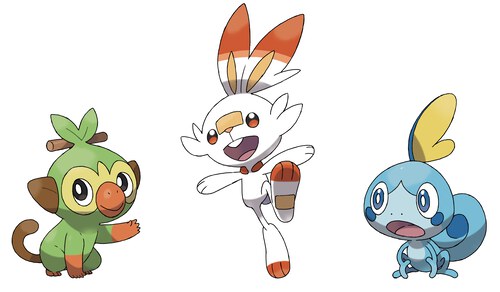 Pokémon Sword & Shield starters - Grookey, Scorbunny and Sobble